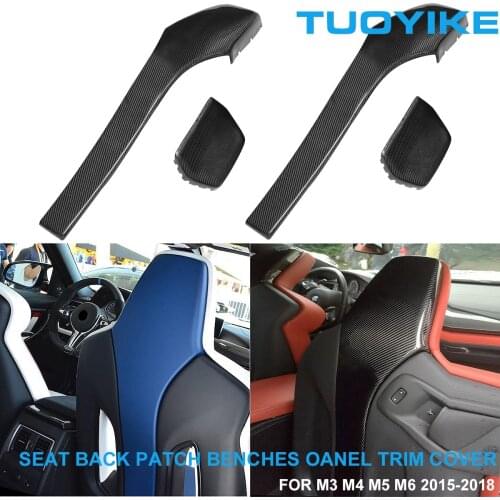 Car Styling Real Dry Carbon Fiber Seat Back Patch Benches Cover Panel Trim Chair For BMW M Sport M3 M4 F80 F82 M5 M6 15-18 4PCS