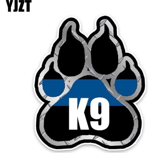 YJZT 11.2*13.1CM Police K9 Paw Decal Retro-reflective Decals Car Window Sticker C1-4675