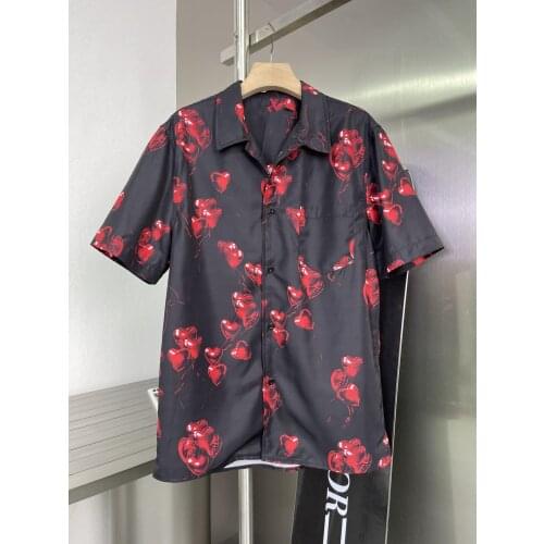 New women fashion 2021 casual love printed short-sleeved shirt 0320