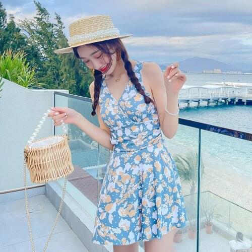 2021 New Korean Style One Piece Swimsuit Swimwear Women Sexy Backless Classic Vintage Bathing Suits Beachwear Swim Wear