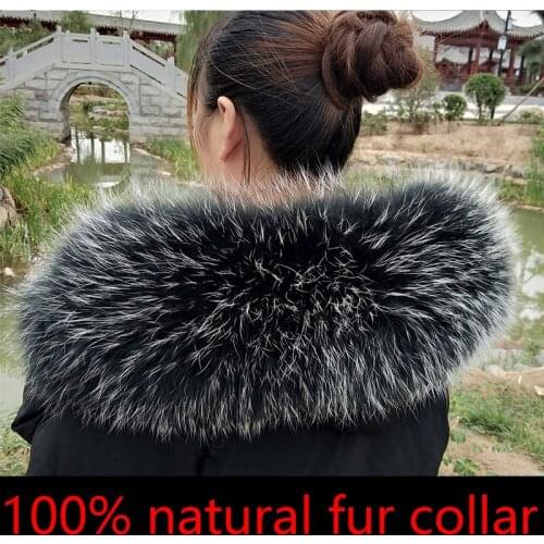 2020 New luxury natural fur collar 60cm 65cm 70cm 75cm 80cm Winter Warm Shawl Fur Collar Scarves Oversized Neck Cap