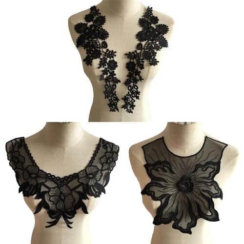 New arrive Black Embroidery Lace Material Fabric Dress Lace Collar Trim Applique Sewing Trimmings And Embellishments Supplies