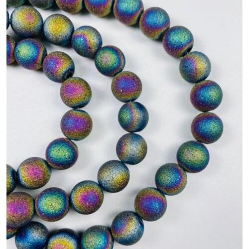 New Smooth Round Beads Metallic Coating Color Rough Matte Beads Glass Beads for Jewelry Making Diy Beads Accessories