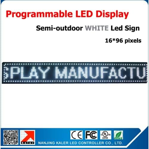 P10 16*96 pixels Semi-out door White color Programmable and Scrolling Message LED Display Screen LED Billboard