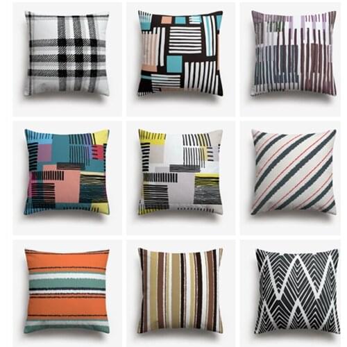 Sweetenlife Striped Geometric Chair Cushion Hand Drawn Black Stripes Pillow Cases Home Decor Yellow And Beige Tones Pillow Cover