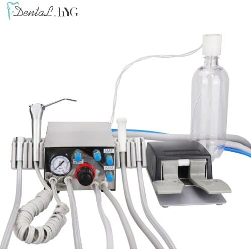 Portable Dental Turbine Unit with Syringe Suction Metal Shell 2 holes 4 Holes Handpiece Hose Dental Instrument Accessories