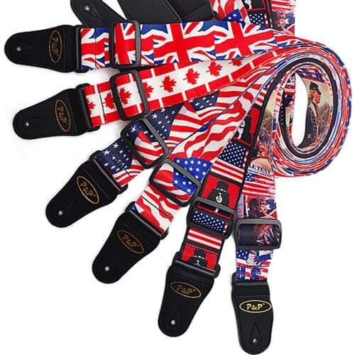 Flag Thermal Printing Electric Guitar Acoustic Guitar Folk Guitar Bass Strap