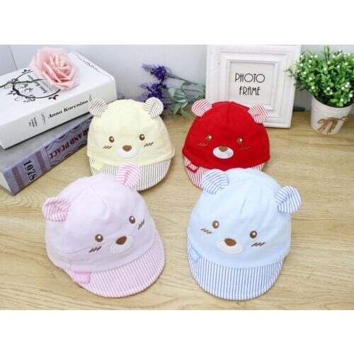 4 Colors Bear Baby Kids Caps Newborn Girl Boy Cap Striped Hats New Fashion Cute Clothing Sun Hat With Ear