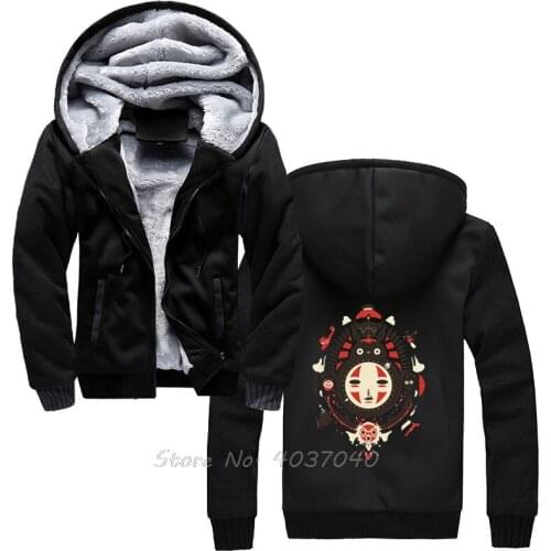 My Neighbor Totoro Hoodies for Men Vintage Men Winter Thick Warm Sportwear Sweatshirts Harajuku