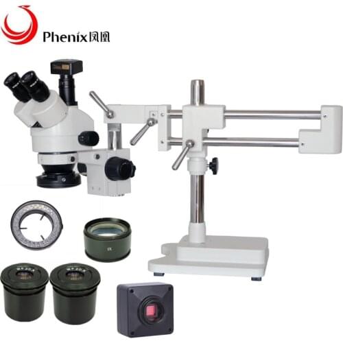 5MP USB2.0 Camera Phenix 7X-180X Trinocular Stereo Microscopio for Industry Repairing Mobile Phone Soldering Microscope