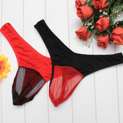 1pc Mens Panties Mesh Transparent Breathable Men Briefs Sexy Erotic Thongs G-Strings Underwear