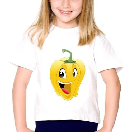 Funny T Shirt Baby Girl Cute Vegetables Print Summer Tops for Girls Shirts Kids Short Sleeve Tops Children White Casual Clothes