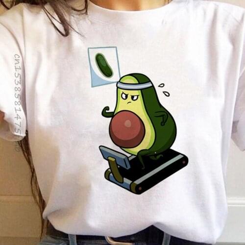 Premium Womens Avocado Funny T-Shirt Girl Harajuku Graphic Cute Grunge Tshirt Female Kawaii Avocado Funny Cartoon T Shirts
