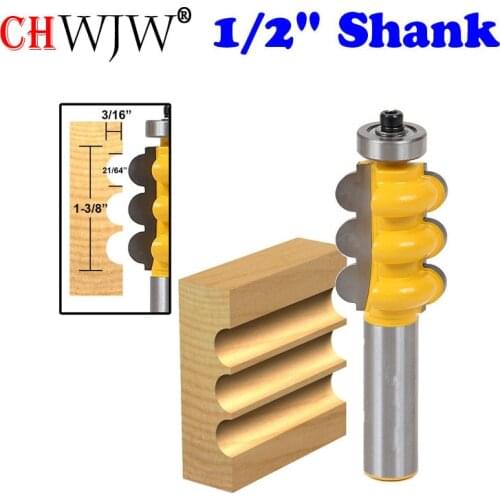 1pc 1/2" Shank Triple Flute Molding Router Bit Line knife Woodworking cutter Tenon Cutter for Woodworking Tools