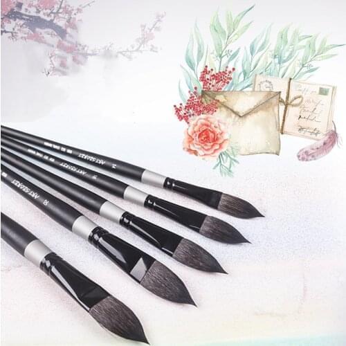 1pcs Squirrel Hair Cat Tongue Shape Pen Watercolor Brush Professional Painting Hook Line Pen Gouache Brush Art Supplies