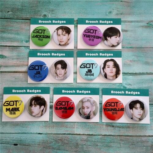 2pcs/set Kpop GOT7 Badge Regression Album Dye HD Photo print JACKSON BamBam Brooch for fans collection wholesale high quality