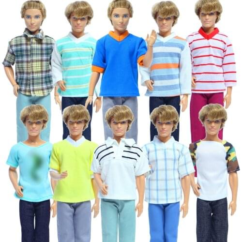 Randomly Pick 3 Sets Men Cool Casual Suit Clothes Men Daily Pants Shirt Fashion Wear Outfit For Barbie Ken Doll Baby Toys