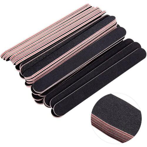 50 Pcs Professional Sandpaper Sanding Polish Black Nail File Double Sides Sanding Nails Art Buffer Manicure Care Tools