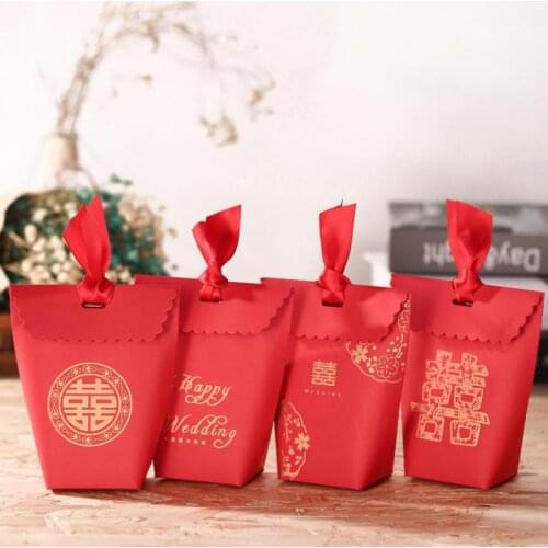 50pcs China Style Red Wedding Candy Box Party Supplies Bonbonniere Wedding Favour Boxes Regalos De Bautizo Para Los Invitados
