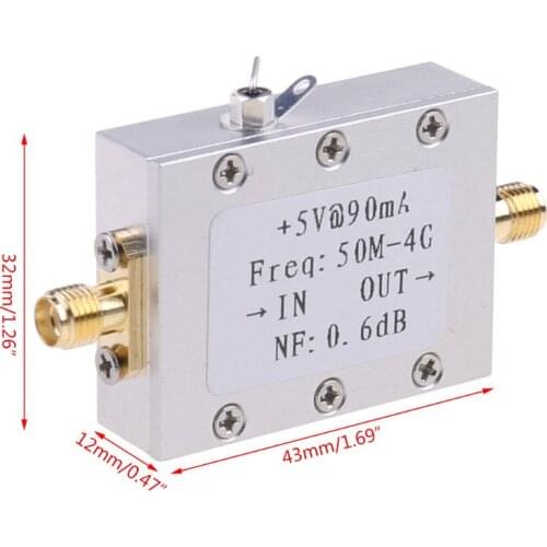 50M-4GHz Low Noise Amplifier LNA Ham Radio Module RF FM HF VHF NF=0.6dB -110dBm