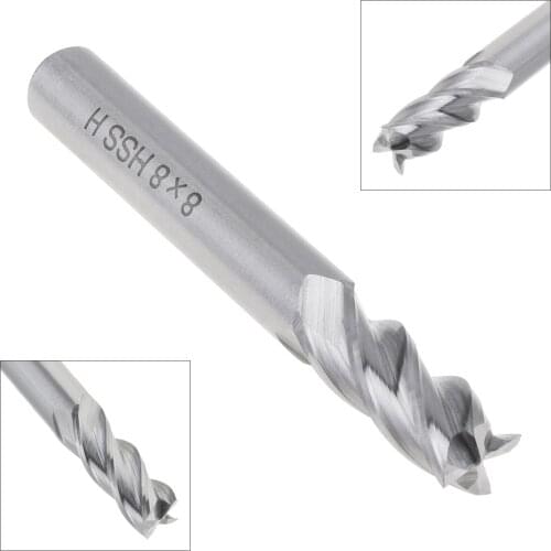 8mm 4 Flute HSS & Aluminum End Mill Cutter with Super Hard Straight Shank for CNC Mold Processing Tools Accessories for Carving