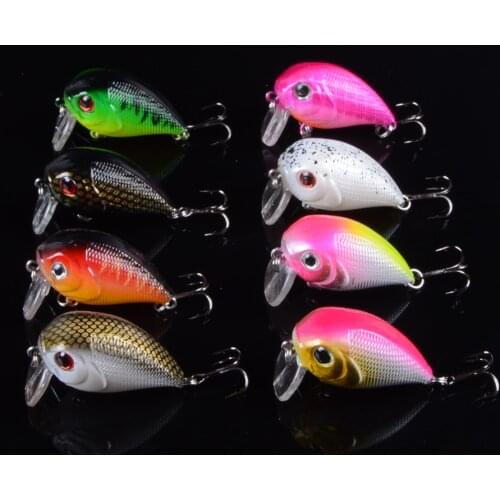 8pcs Isca 4.5cm 8g Crankbait Fishing Lure Minnow Hard Bait With Three Fishing Hooks Fishing Tackle Wobbler 3D Eyes Crankbait
