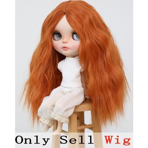 9-10 inch Blyth Wig Long Carrot Orange Curly Hair 2735