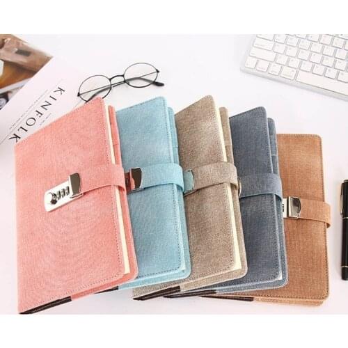 OOTDTY A5 Notebook with Password Lock Leather Agenda Diary Week Planner Notepad School