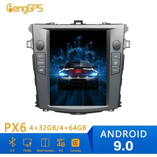 Android 9.0 PX6 4+64GB Tesla Style Car DVD Player For Toyota Corolla 2007-2013 Head Unit Multimedia Radio Player GPS Navigation