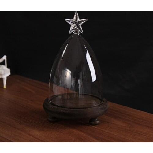Free Shipping 2sets/pack 10*15cm Conical Star Top Glass Dome Vase Home Decorative Diameter=10cm Glass Cover Wedding Favor Gif