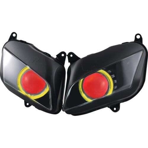 Motorcycle HID Bi-Xenon Projector Conversion Headlight Assembly Yellow Angel Red Demon Eyes Head Lamp For Honda CBR600RR 07-12