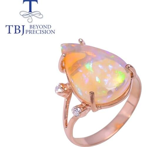 2021 Big pear shape opal Ring natural Ethiopia Gemstone Women Ring 925 sterling silver fine jewelry for wife mom nice gift tbj
