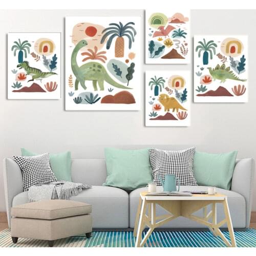 Brontosaurus Pterodactyl Dinosaur Animal Wall Art Canvas Painting Nordic Posters And Prints Wall Pictures Kids Baby Room Decor