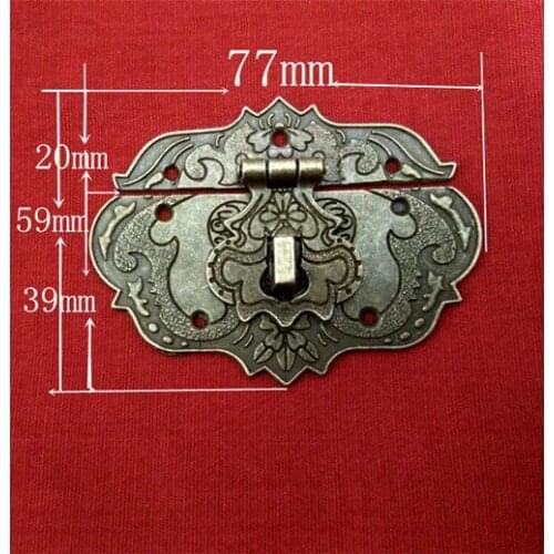 20pcs/lot 77*59mm Bronze Zinc Alloy Latches Catches Padlock Box Buckle Panel Lock Metal Craft Wooden Gifts Box Decorations