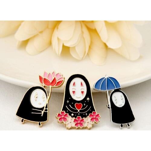 Hot Cartoon Spirited Away No Face Man Hard Enamel Pin Funny Elf Anime Figures Brooch Fan Collection Lapel Pin Badge Unique Gift