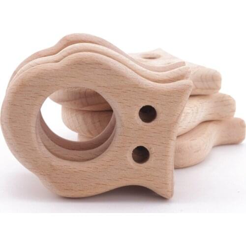 10pc Kids Teething Owl Pendant For Baby Mother Accessory Beech Wood Teething Making Baby Teether Necklace Dummy Chain Teethers