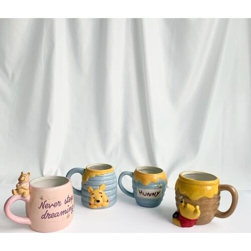 Disney Winnie the Pooh Water Cup Cute Cartoon Small Fresh Pooh Bee Jar Honeycomb Cup Ceramic Mug Drinking Cup