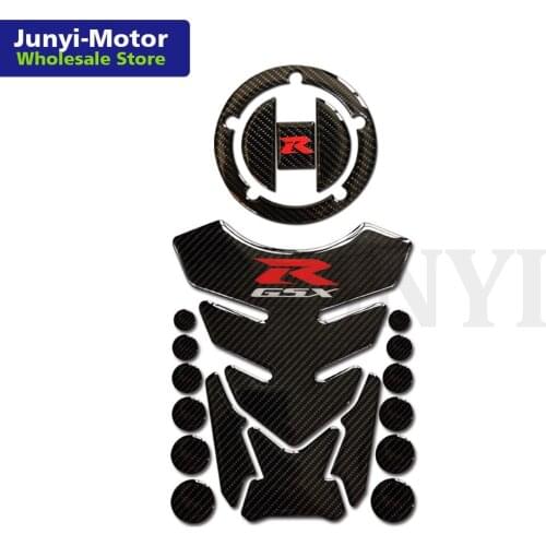 For GSX-R GSXR 1000 2003-2004 GSXR 600 750 2004-2005 Tank Set Sticker Gas Cap Cover Pad Triple Clamp Motorcycle 3D Decal Carbon
