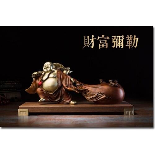 HOME LIVING ROOM TOP DECOR ART --50CM HOT SALE LARGE ART BUDAI MAITREYA BUDDHA FORTUNE BUDDHA FENG SHUI BRONZE STATUE SCULPTURE