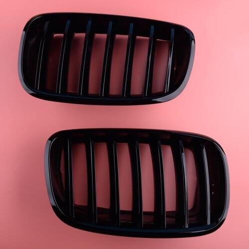 2Pcs Glossy Black Front Grill Kidney Fit for BMW X5 E70 X6 E71 Hybrid E72 2009 2010 2011 51137157687 51137157688 51137307599