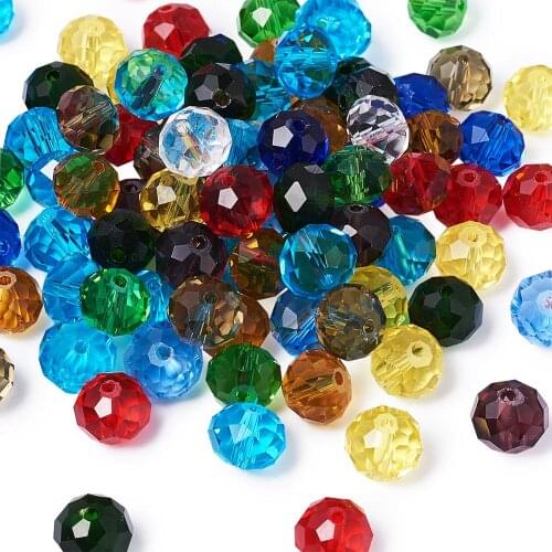 200pcs Faceted Rondelle Transparent Glass Beads Mixed Color For Anklet Earring Necklace Beacelet DIY Handmade Making