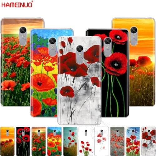 HAMEINUO Red Poppies flowers pattern Cover phone Case for Xiaomi redmi 5 4 1 1s 2 3 3s pro PLUS redmi note 4 4X 4A 5A