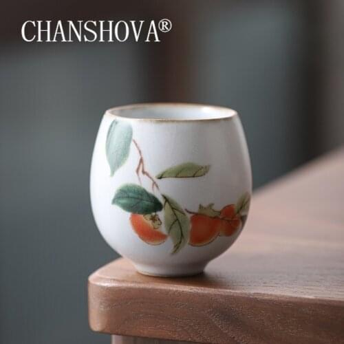 CHANSHOVA 75ml chinese retro style Crackle Ceramic Hand-painted flower and bird pattern teacup Chinese Porcelain coffee cup H150