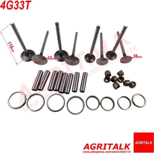 Set of intake and exhauset valves for Changchai 4L68 / 4G33T engine, part number: 4L68-020008 4L68-020007