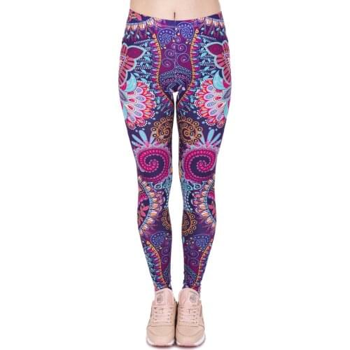 Fashion Retro Women Legins Mandala Flowers Pink Printing Legging Woman Cozy High Waist Leggings