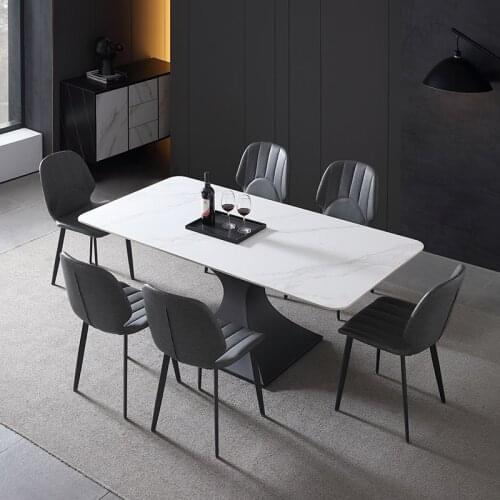 Modern Minimalist Light Luxury Small Apartment Dining Table Nordic Design Post-Modern Style Rectangular Rock Slab Dining Table