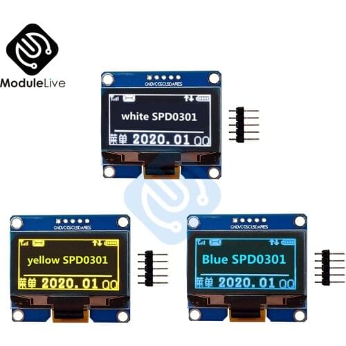 128x64 OLED Screen Display Module IPS 1.54 inch 5Pins SPI SPD0301 Driver IC Adapter Board White Yellow Blue Board For Arduino
