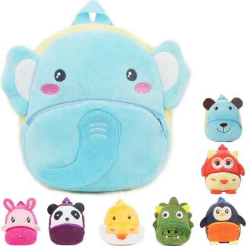 Cartoon Animal Plush Backpacks Multi-function Cute Animal Doll Bag Multicolor Kindergarten School Bags Baby Double Shoulders Bag