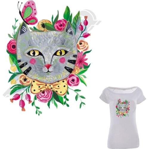Flower Butterfly Bowknot Cat Animal Patches Quality Heat Transfers For Family Clothing DIY Decor Badge Applique Ironing Sticker