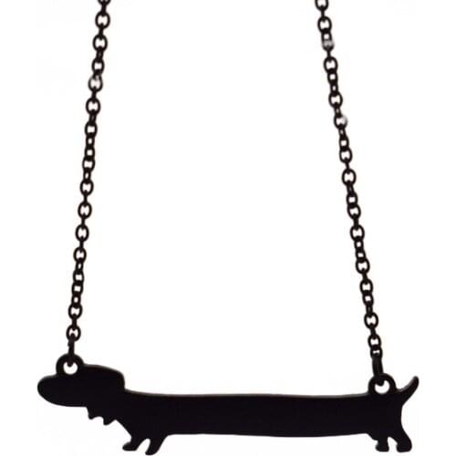 New Cute Dachshund Necklace Doxie Jewelry Puppy Charm Dog Silhouette Gift for Dog Owners Doxie Pendant Necklace